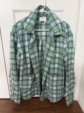 American Eagle Outfitters Mint Green Plaid Shacket